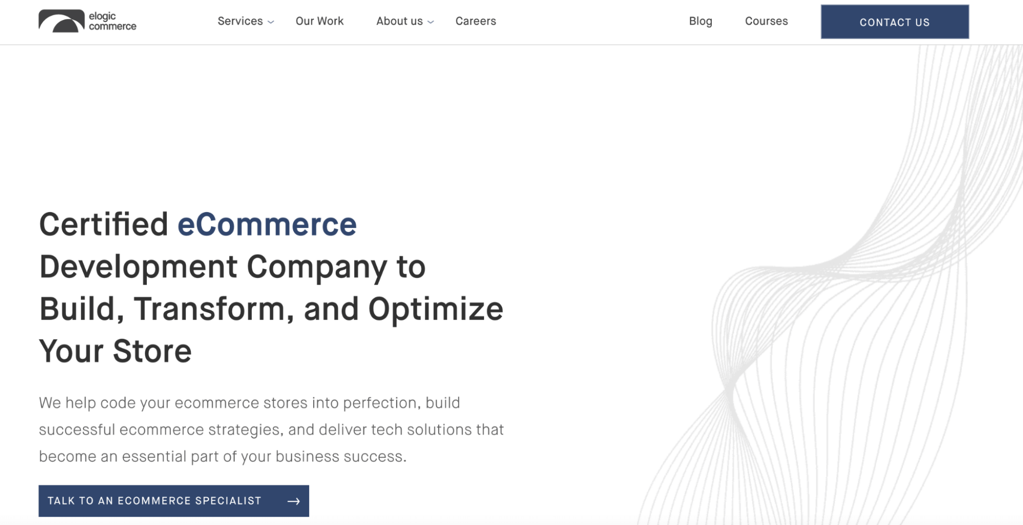Elogic eCommerce homepage: Certified eCommerce development company to build, transform, and optimize your store