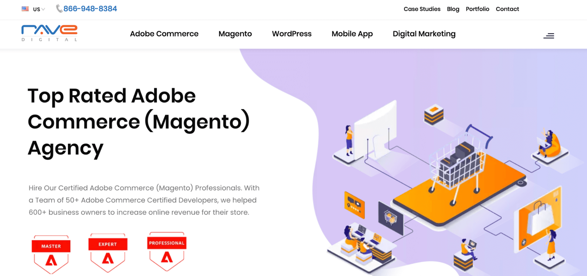 Rave Digital homepage: Top rated adobe commerce (Magento) agency