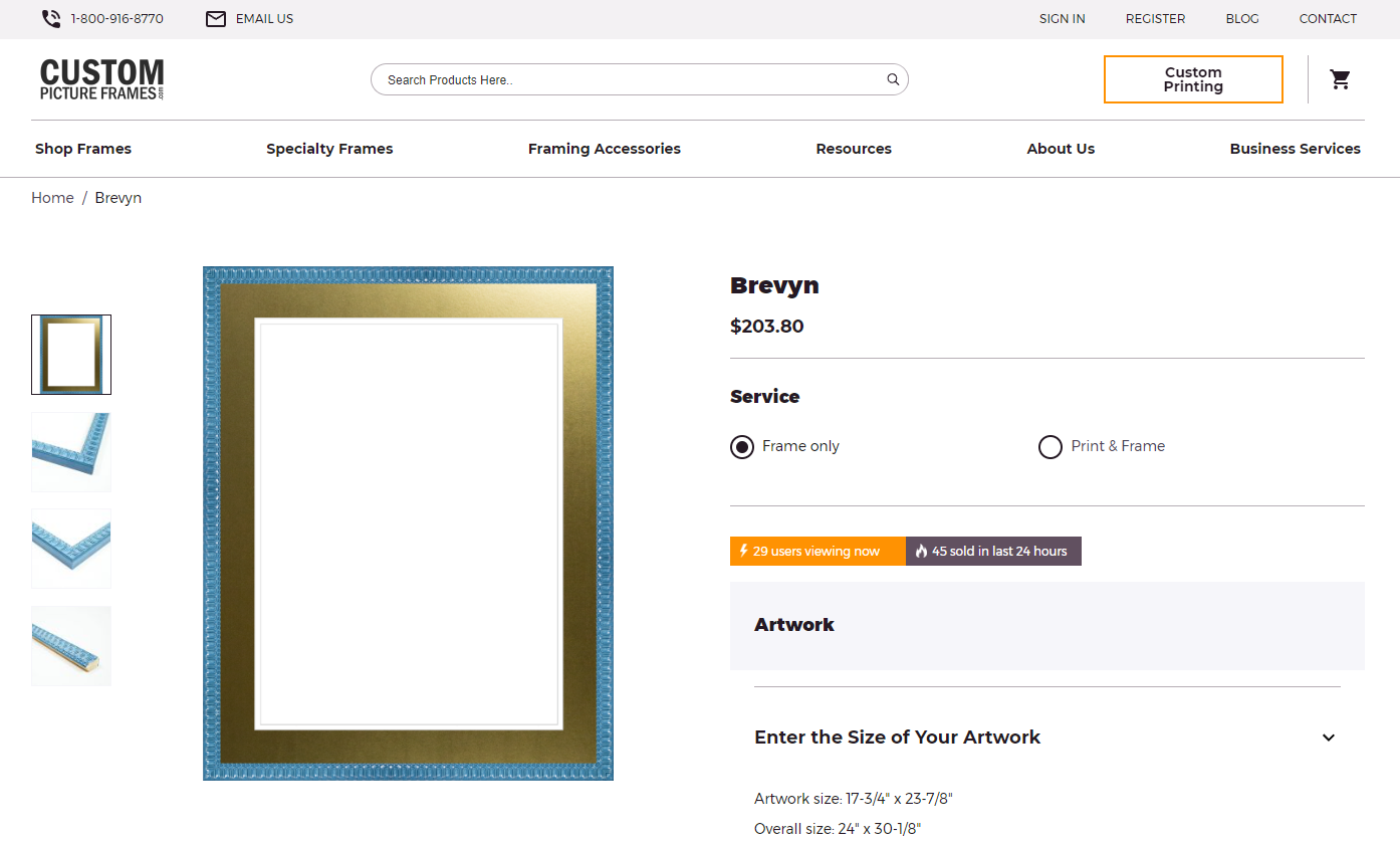 Custom Picture Frames website