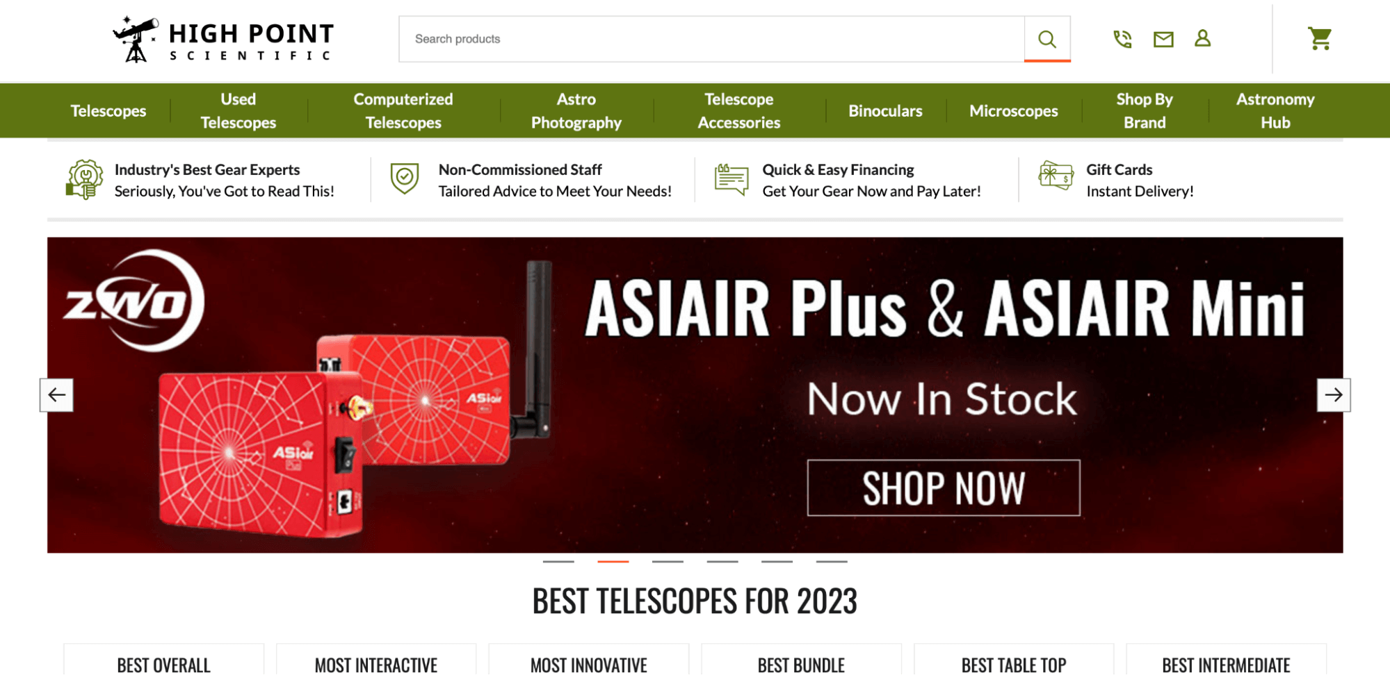 High Point Scientific homepage: Best Telescopes
