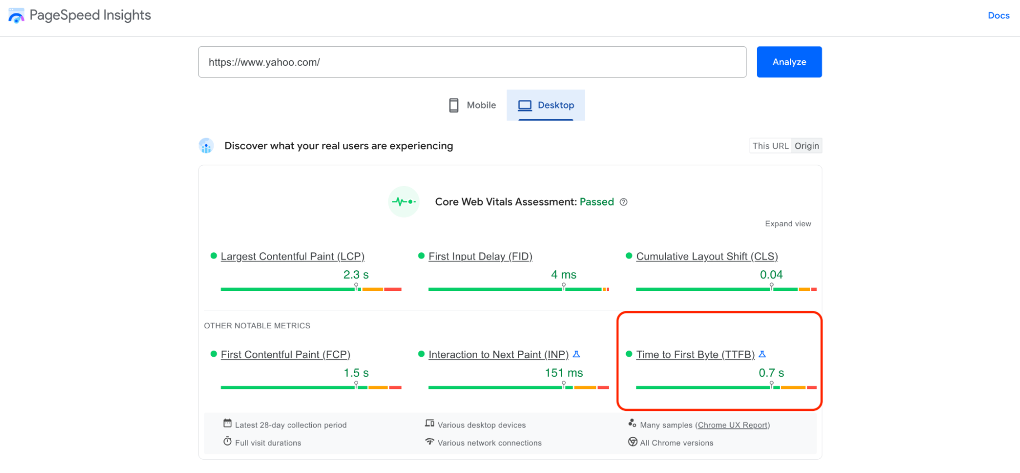 PageSpeed Insights Analysis
