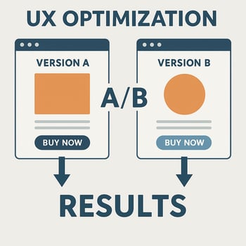 Side-by-side diagram comparing A/B testing variations on an eCommerce site.