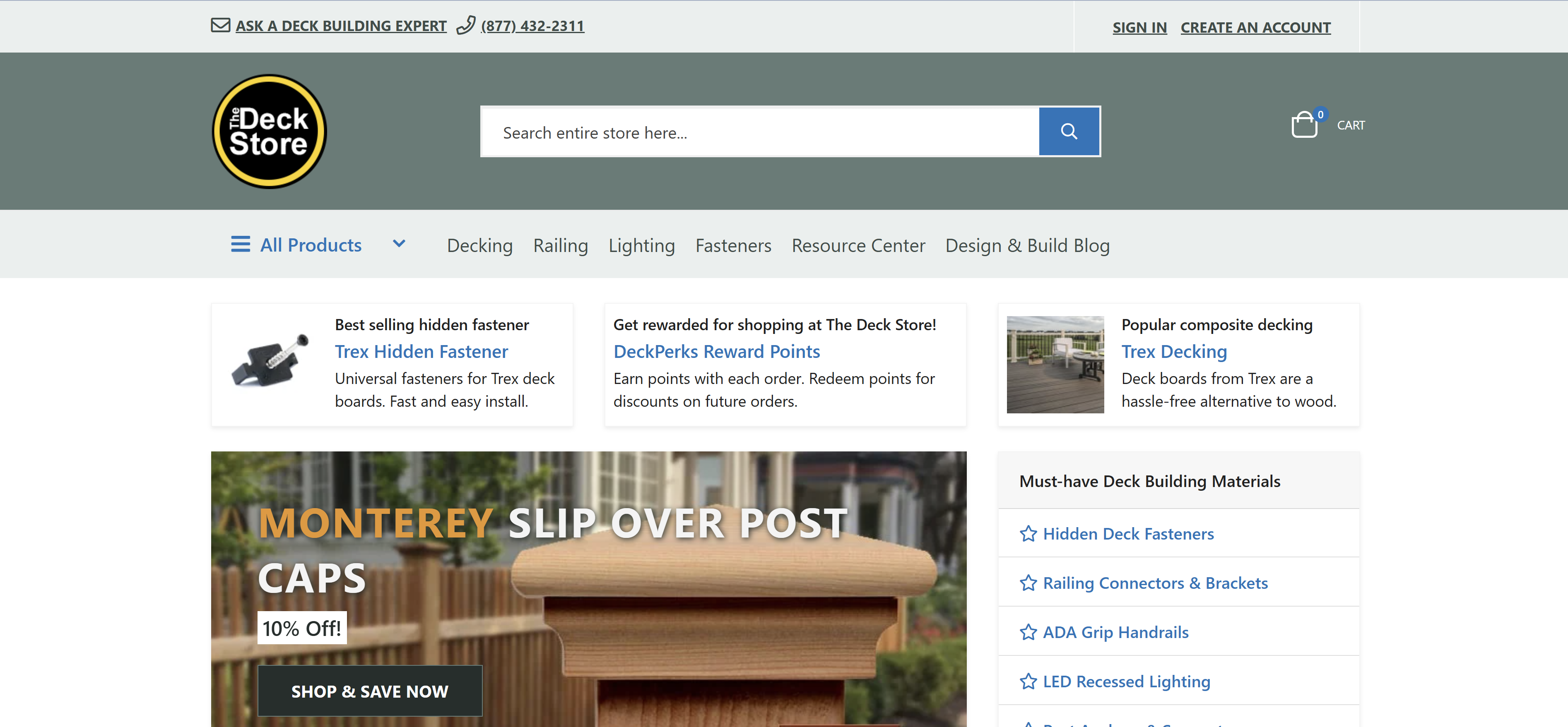 Screenshot of The Deck Store website