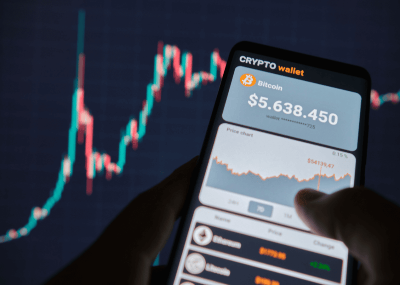 Cryptocurrency wallet on mobile phone