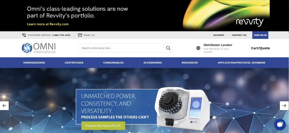 Screenshot of the Omni International website