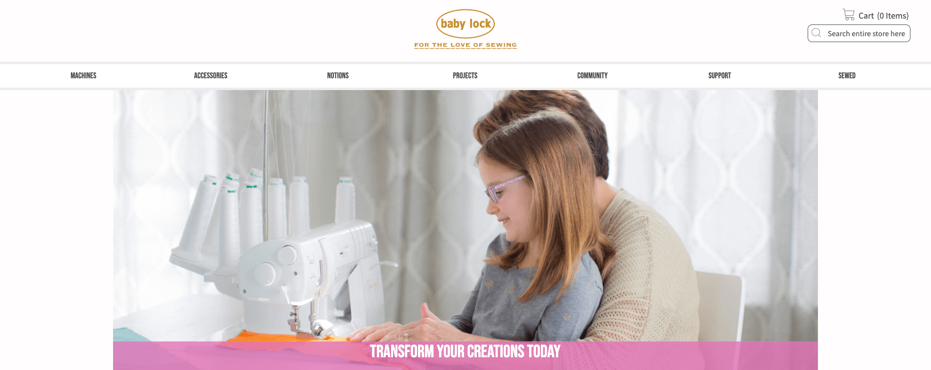 Screenshot of the Baby Lock website