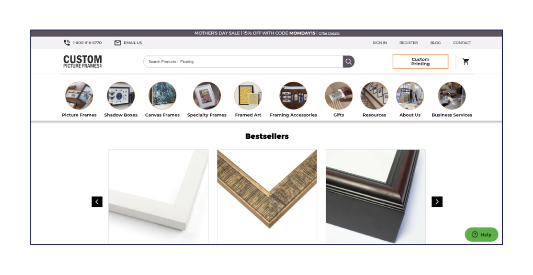 Custom Picture Frames website